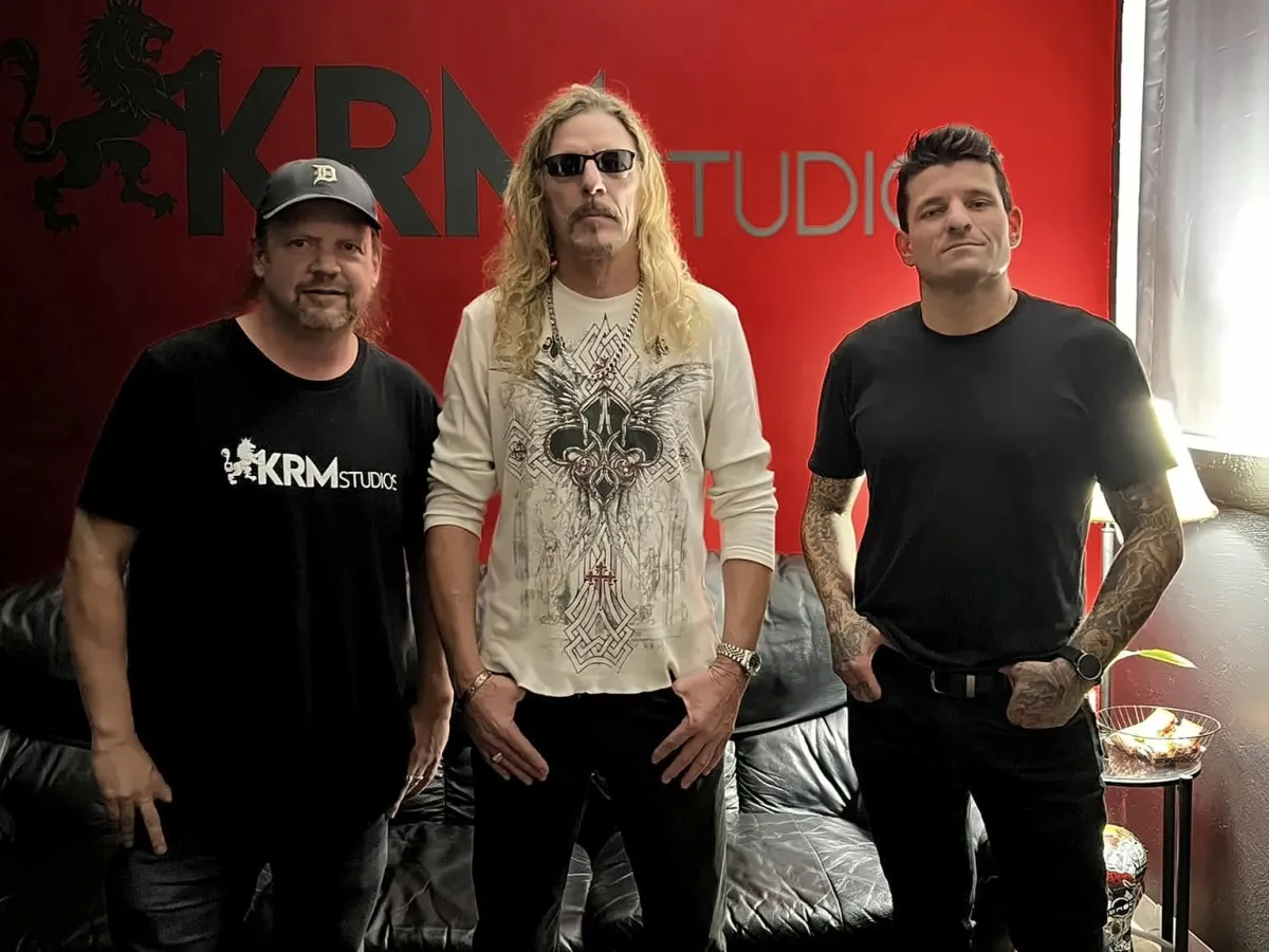 Richard Easterling with Dave and Dan Johnson at KRM Studios