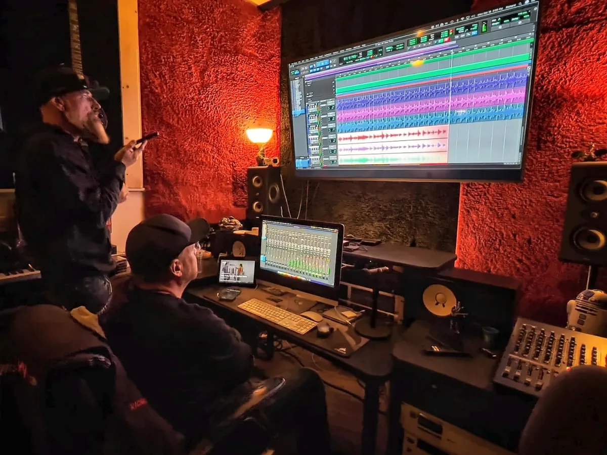Richard Easterling in session at KRM Studios with Dave Mensch