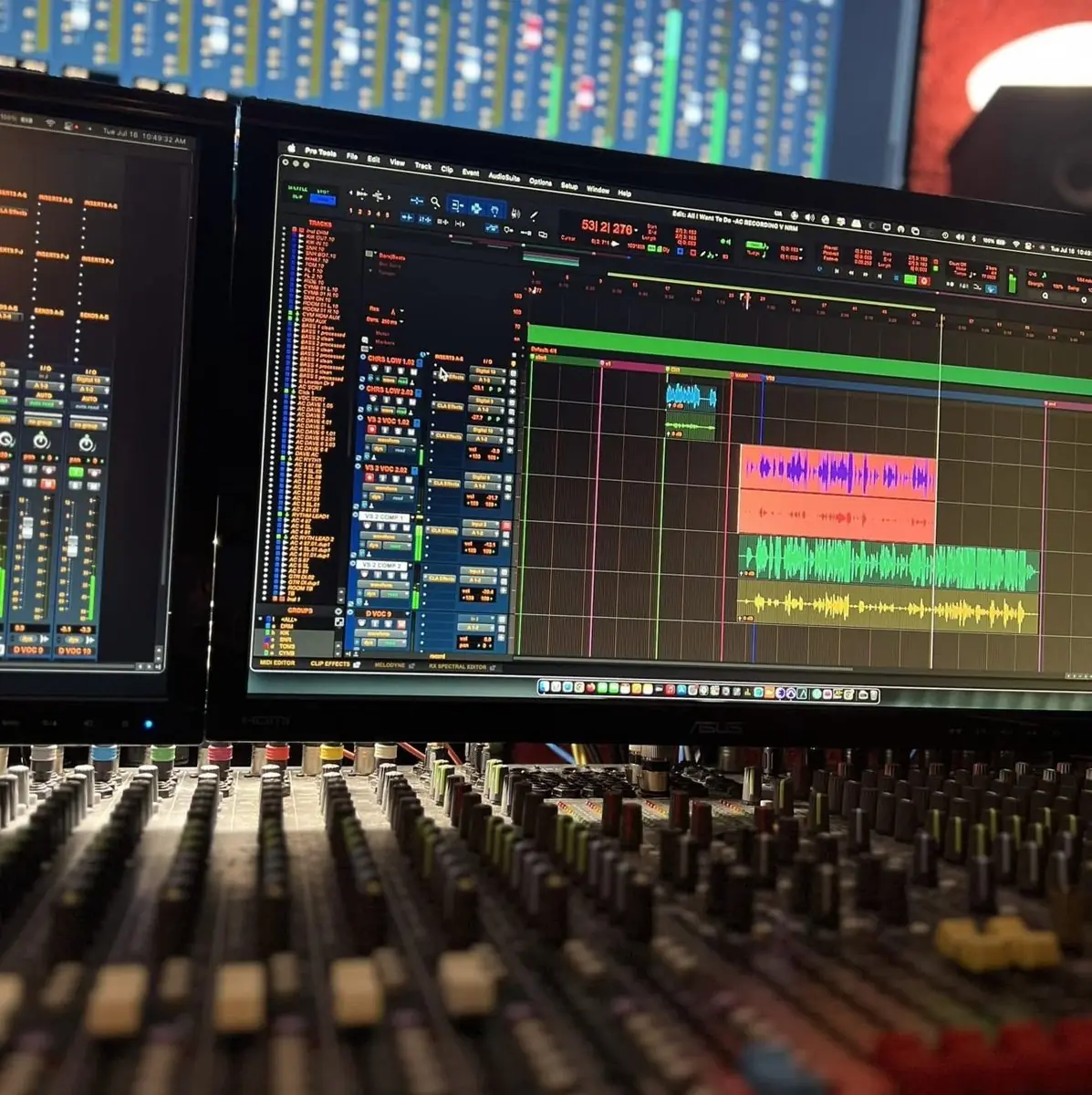 Mixing console at KRM Studios